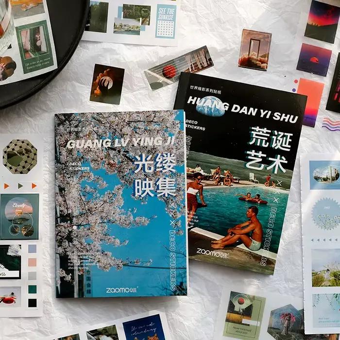 Autocollants livre paysage décoratif décalcomanie Film Impression sceau pour bricolage agenda planificateur Scrapbook Album fournitures scolaires papeterie