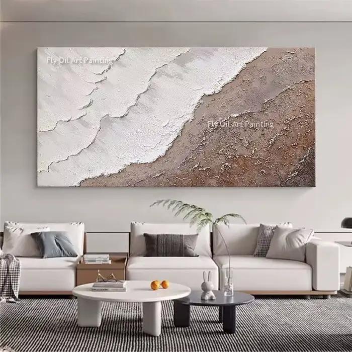 Peinture à l'huile de plage de mer peinte à la main