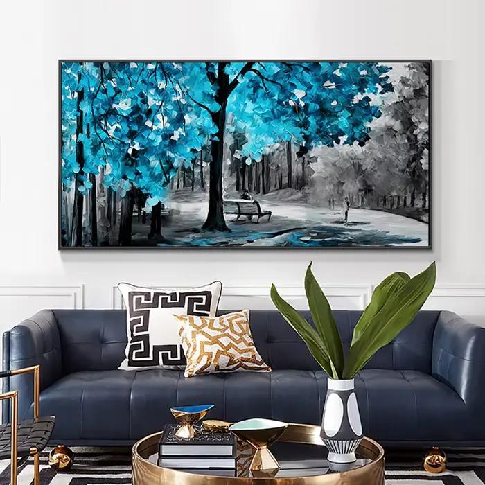 Peinture à l'huile de forêt peinte à la main