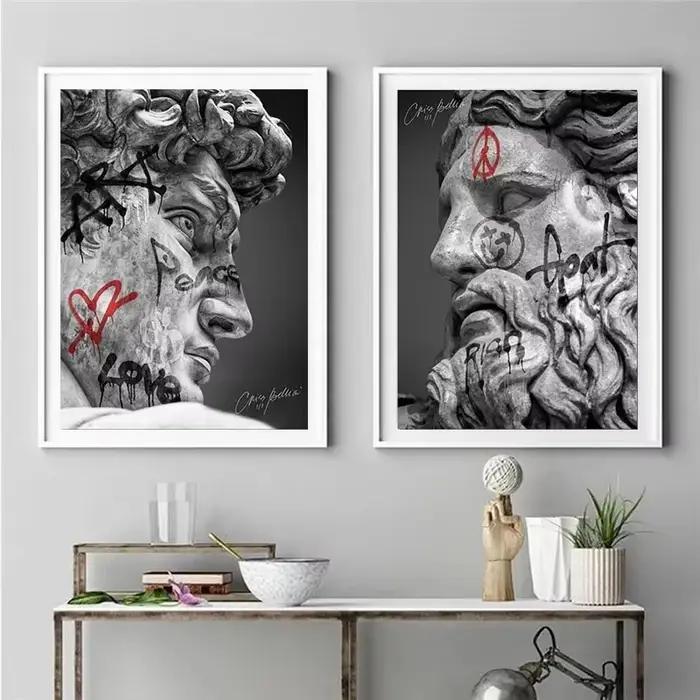 Statue de David Graffiti Art toile peinture tête