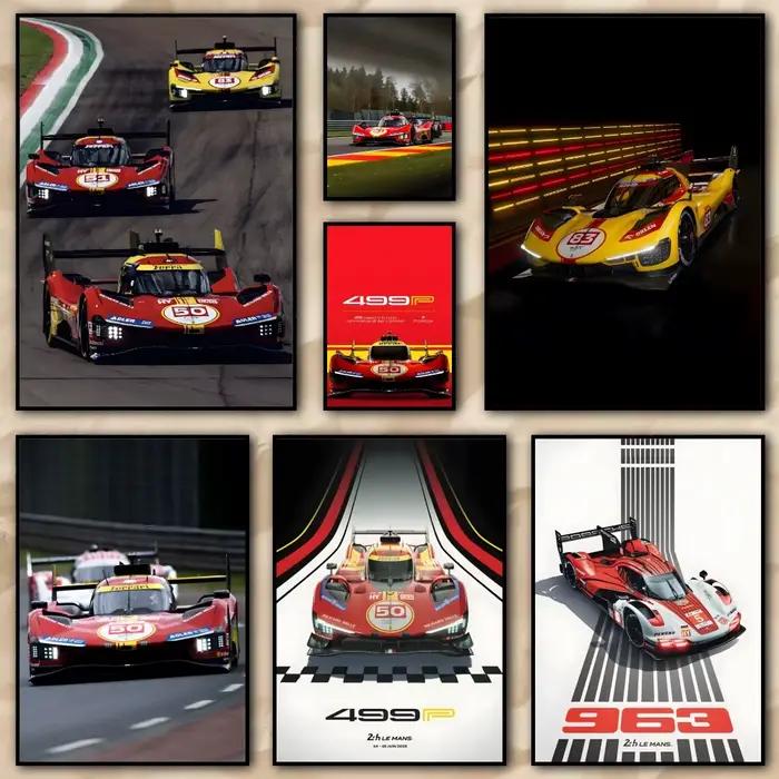 Le Mans rouge 499P supercar peinture calligraphie HD toile affiche salon chambre bar décoration esthétique