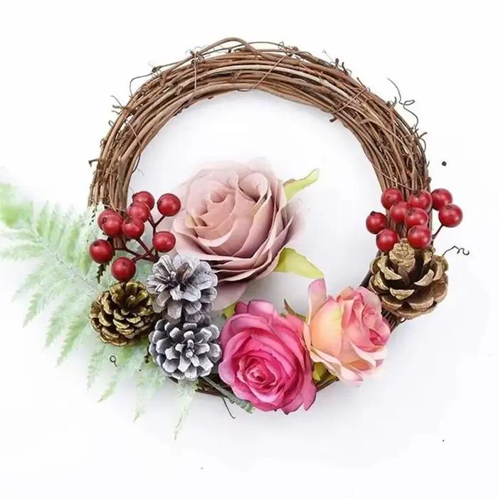 10cm/15cm/20cm cadre en rotin artificiel maison de mariage fête de noël jardin extérieur décor bricolage mariée couronne porte accessoire suspendu