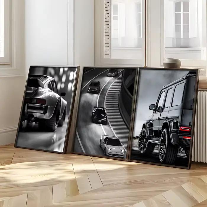 Affiche de véhicule de voiture de luxe noir et blanc