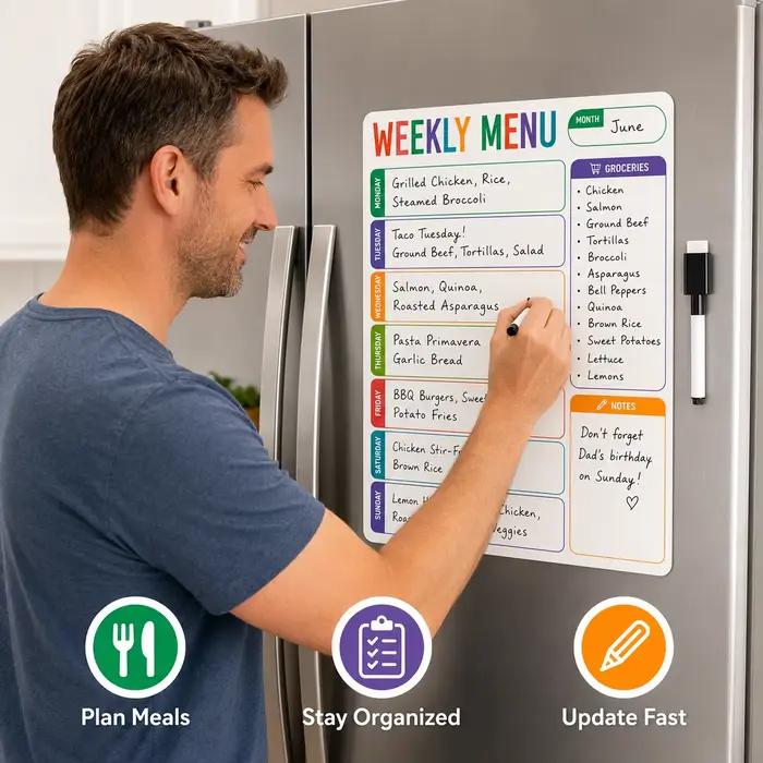 Autocollant tableau blanc pour menu hebdomadaire