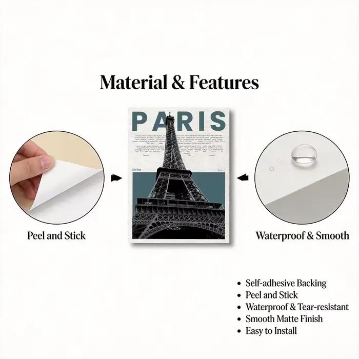 Affiches de lieux emblématiques de Paris et de Dubaï pour la maison