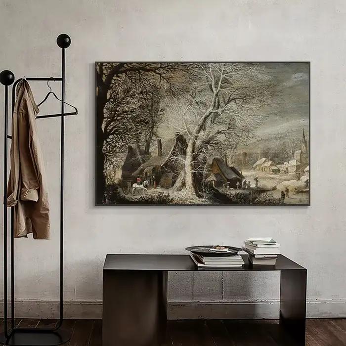 Toile peinture nordique automne ferme rurale forêt montagne rivière paysage rétro impression mur Art photo décor à la maison décoration murale