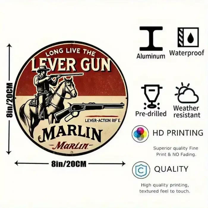 Marlin Rifle – Panneau rond inspiré : idéal pour la décoration de la pièce