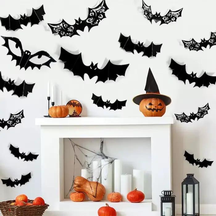 Autocollant de chauve-souris 3D noir