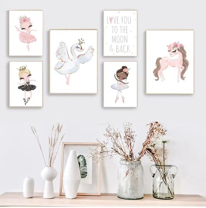 Affiche de toile de petite princesse ballerine