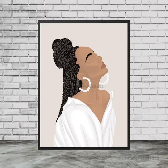 Affiche d'art de fille noire et impression