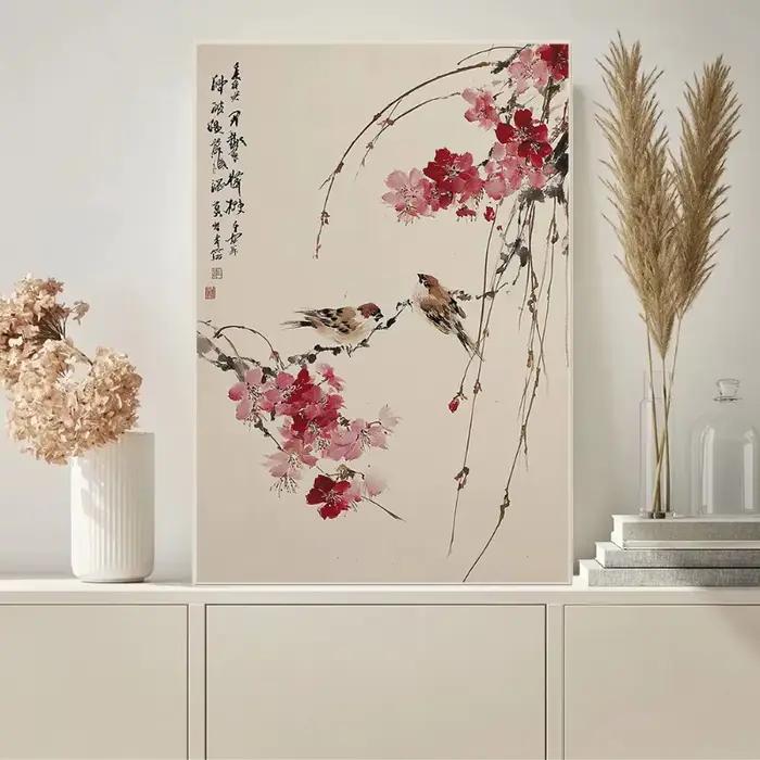 Affiche de paysage asiatique traditionnel japonais rétro ukiyo-e Zen