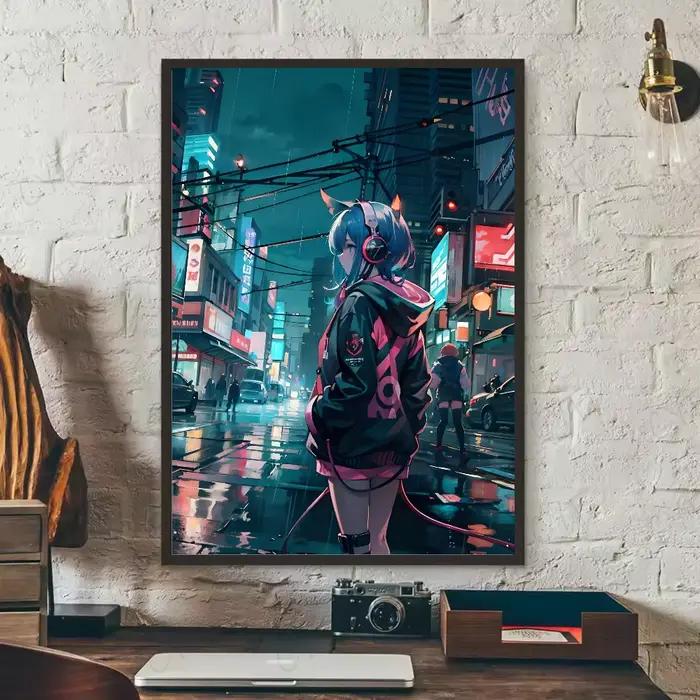 Cool Cyberpunk fille affiche HD art mur collant étanche maison salon chambre bar décoration esthétique