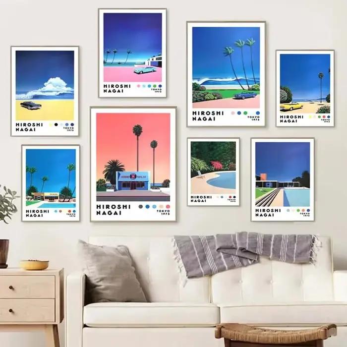Peinture murale vintage Nagai Hiroshi Vaporwave