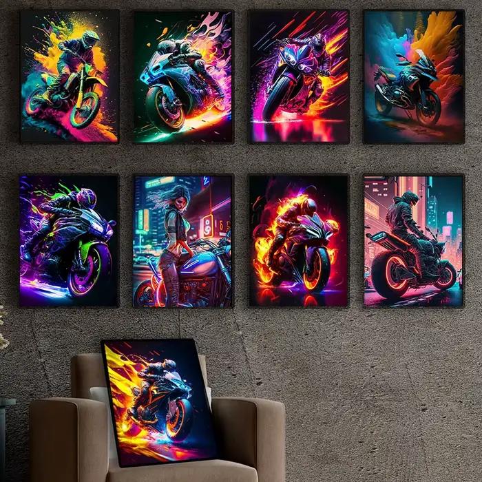 Affiches de motocycliste modernes, Punk Girl, course de moto, peinture sur toile imprimée, images d'art murales pour chambre, décoration de maison, Cuadro