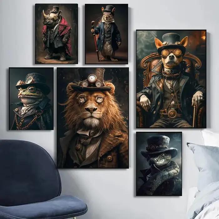 Affiches imprimées sur toile avec Portrait d'animaux Steampunk