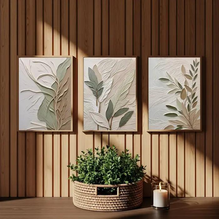 Ensemble de 3 affiches murales sur toile texturée