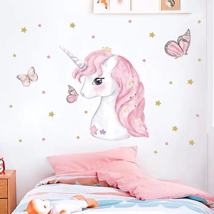 Autocollant mural licorne mignon pour chambre d'enfant