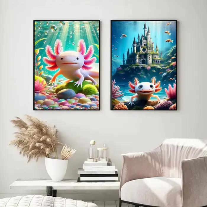 Affiche sous-marine de salamandre Axolotl colorée moderne