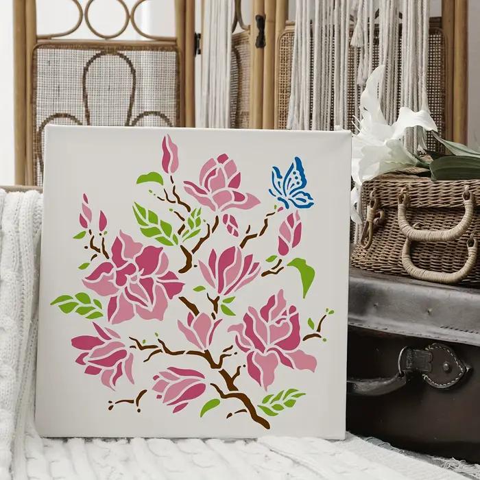 1 pochoir à fleurs de magnolia