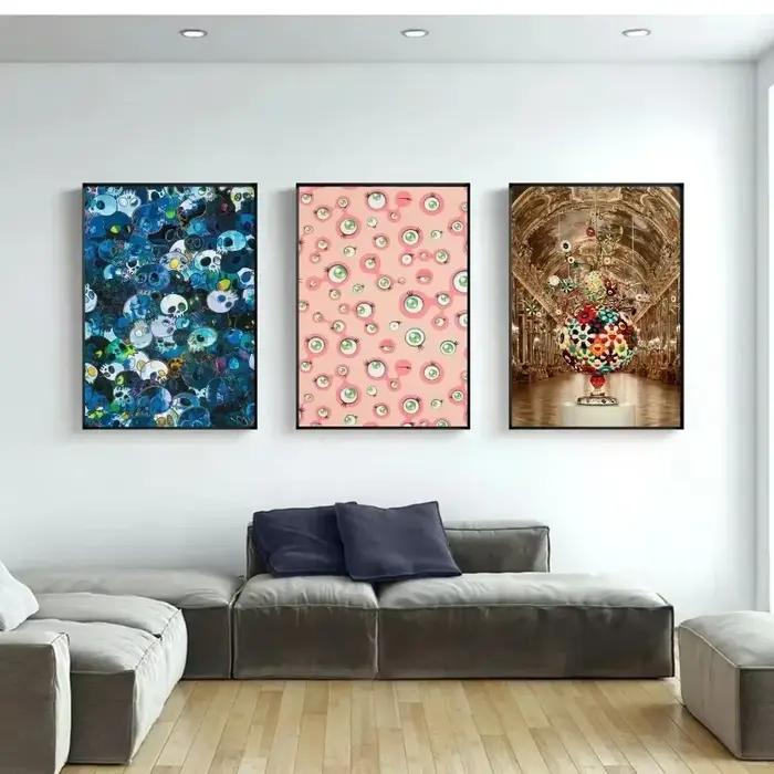 Toile d'art mural minimaliste, Art tendance, Murakami Takashi, affiches de peinture pour salon, décoration de maison moderne