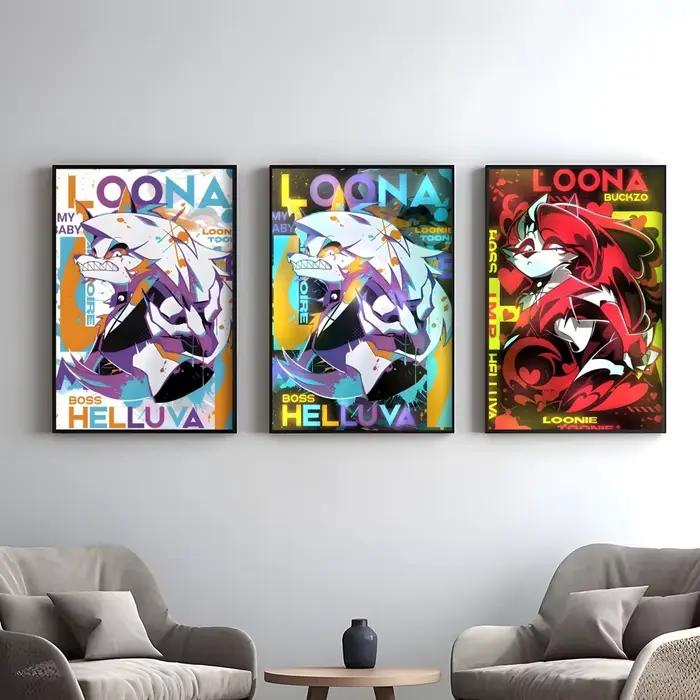 Affiche Anime Loona H-helluva Boss, autocollants muraux élégants et abordables pour dortoir, salon et chambre à coucher