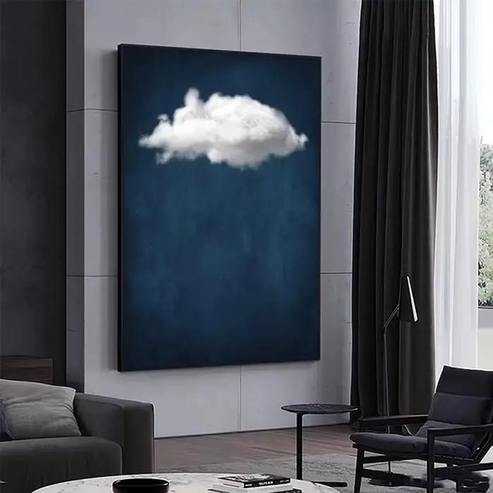 Peinture sur toile minimaliste de nuit d'indigo pour le salon