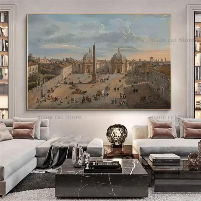 Peinture à l'huile sans cadre du Panthéon de la Rome antique