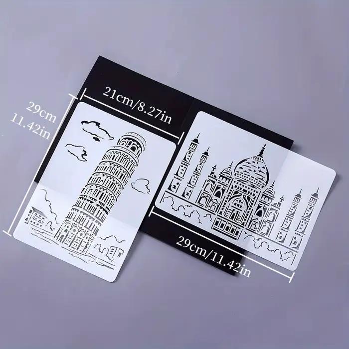 A4 bricolage peinture mur pochoir aérographe dessin copie modèles londres pont Big Ben château Burj Al arabe cinq tours maison blanche