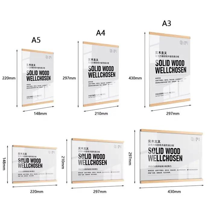 Cadre d'affichage mural en acrylique Transparent A3/A4/A5