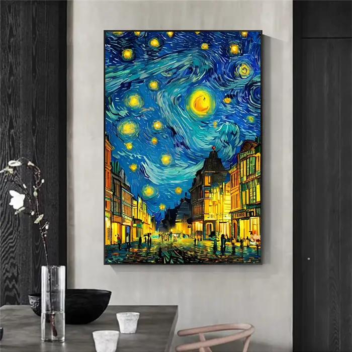 Van Gogh tournesol fleur ciel étoilé Art photos affiche impression peinture à l'huile toile