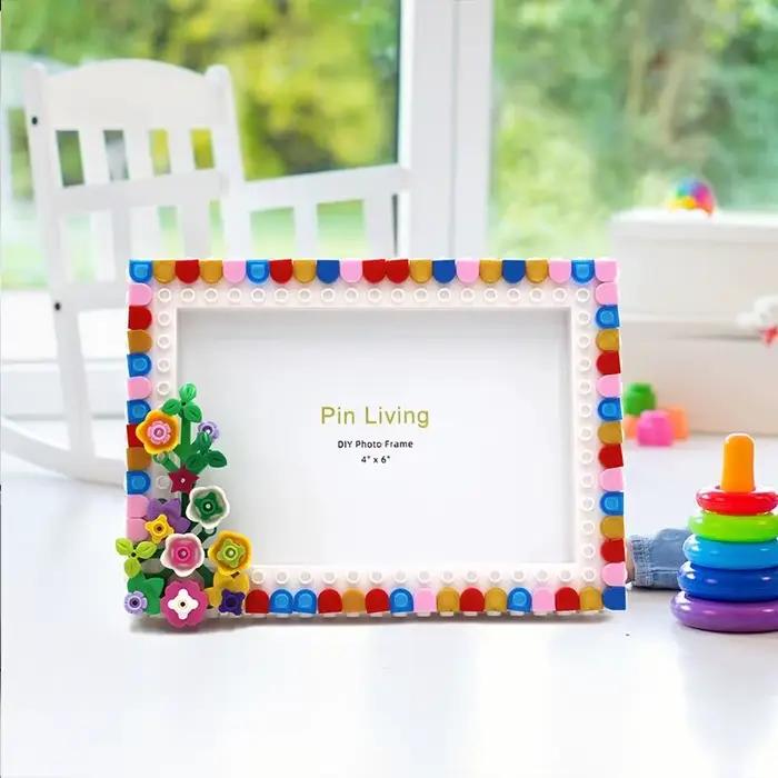 Pinliving 1PC cadre Photo fleur Graden, bloc de couleur Simple cadre Photo bricolage pour la décoration de la maison, cadeau d'activité familiale