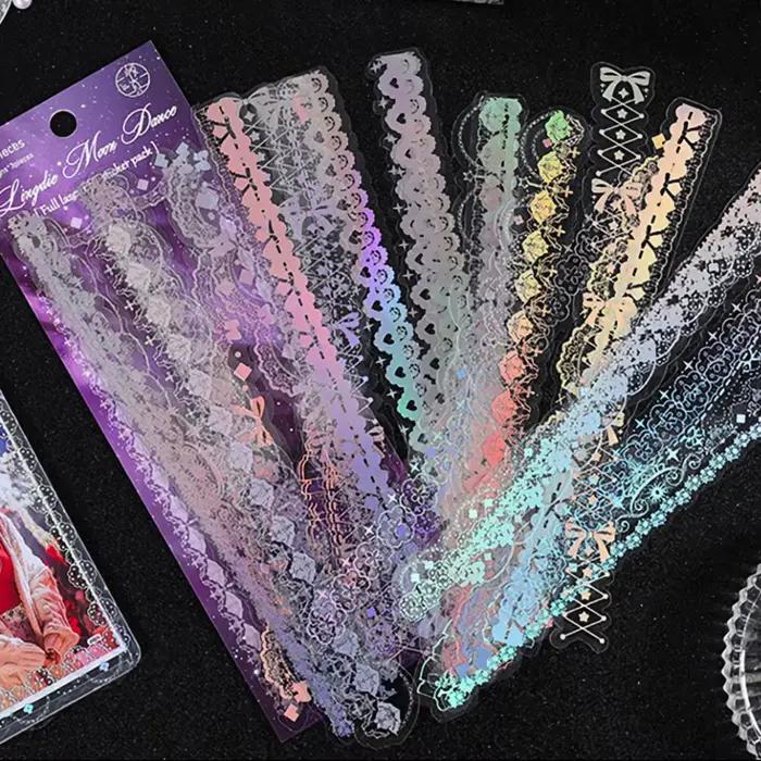 Pack d'autocollants décoratifs de Style coréen, 30 feuilles, autocollants d'estampage en feuille holographique mignons et élégants pour chargeur supérieur Kpop, journaux et plus encore
