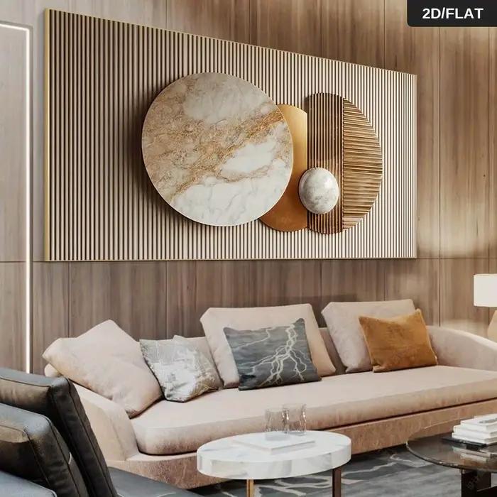 Une impression sur toile murale abstraite moderne en marbre et laiton