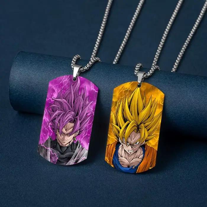 2025 Animation entourant Dragon Ball Super Saiyan le roi singe impression couleur collier en acier inoxydable cadeau d'anniversaire