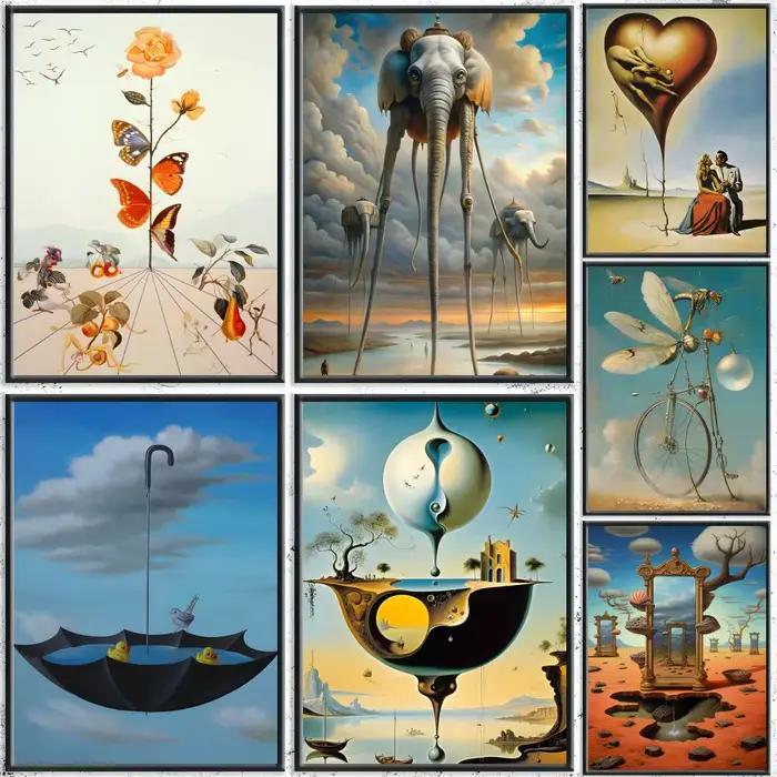 Salvador Dali, peinture abstraite surréaliste, calligraphie, affiche sur toile HD, sans plis, imperméable, décoration murale pour tous les espaces