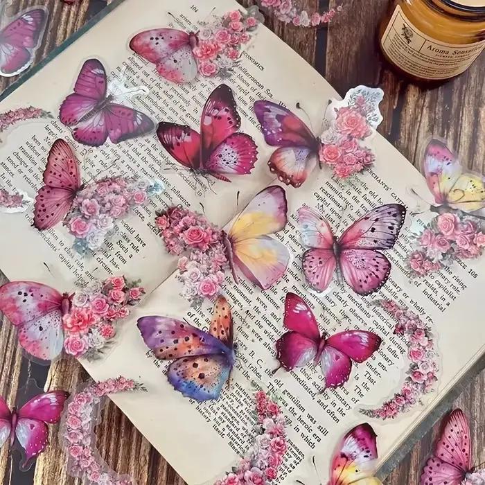 30 pièces papillon fleur thème bricolage autocollants décoratifs Pack