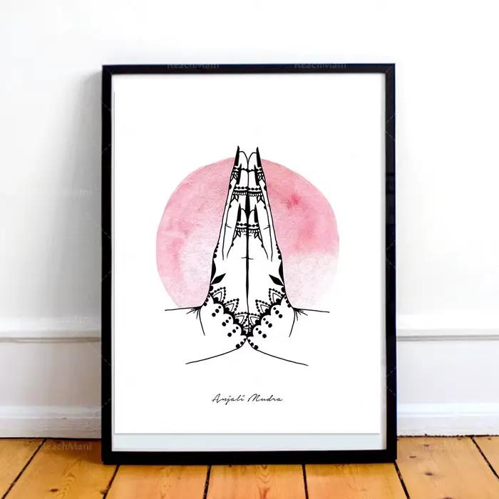 Mudras de Yoga henné pour mains, impression d'art