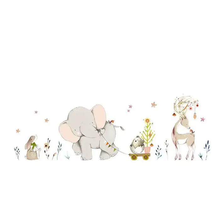 Autocollants muraux joyeux bébé éléphant lapin