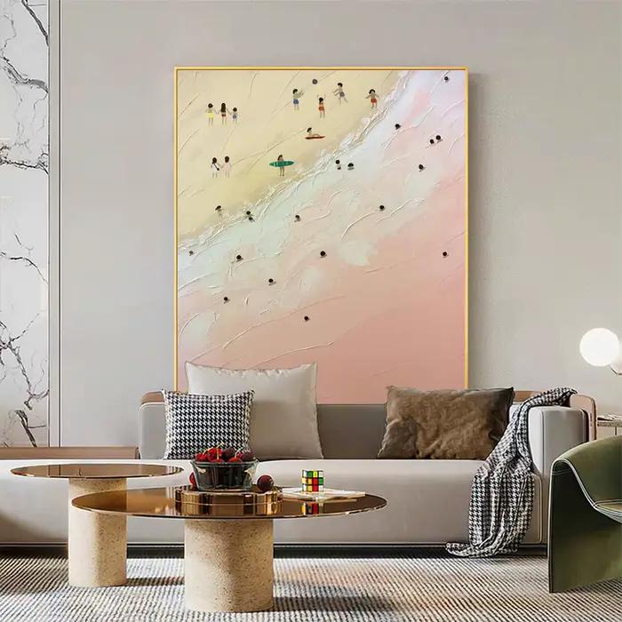 Peinture à l'huile sur toile de plage d'été