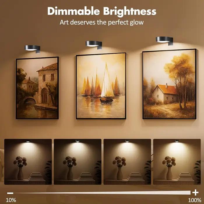 Lumière d'image magnétique à piles, 3 pièces, lumière de peinture Led avec minuterie à intensité variable à distance, 3 Modes d'éclairage, lumière d'affichage artistique