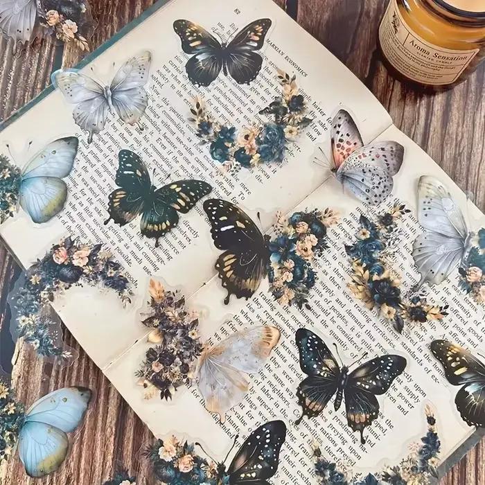 30 pièces papillon fleur thème bricolage autocollants décoratifs Pack
