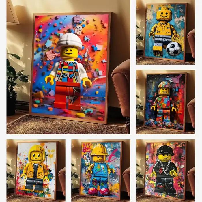 Affiche Graffiti Hipster Moderne Colorée avec Figurines Lego