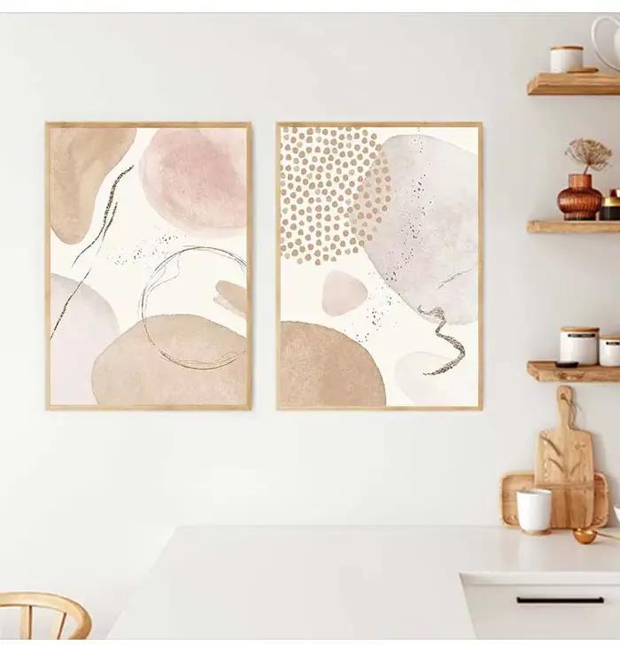 Affiche abstraite bohème géométrique Beige