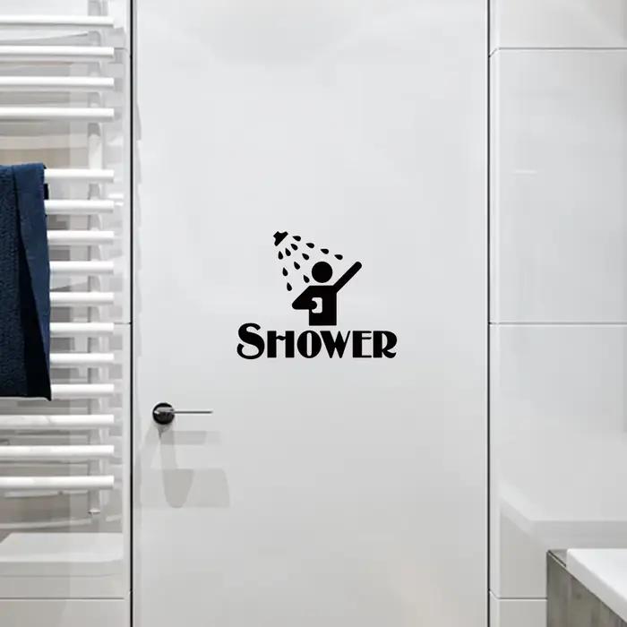 Autocollant mural créatif motif douche, décorations pour la maison, autocollants décoratifs amovibles en acrylique pour salle de bain, autocollant décoratif pour porte