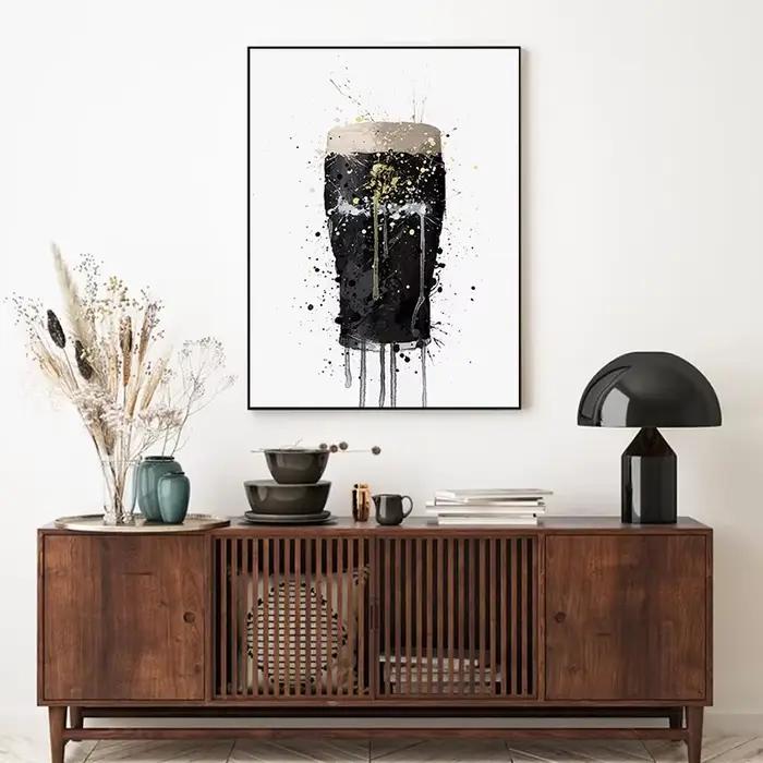 Affiche d'interconnexion de verre à vin rouge, flûte à champagne cocktail, peinture sur toile, art mural, image, bars et cuisine, décoration d'intérieur