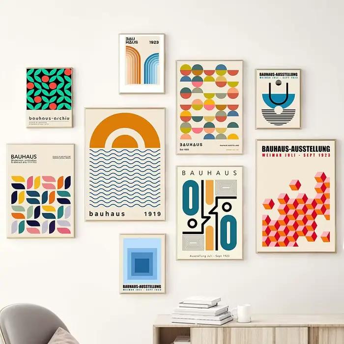 Bauhaus Geometric Lines Rainbow Abstract Wall Art Posters Prints Nordic Canvas Painting Hotel Bar Pictures For Living Room Decor