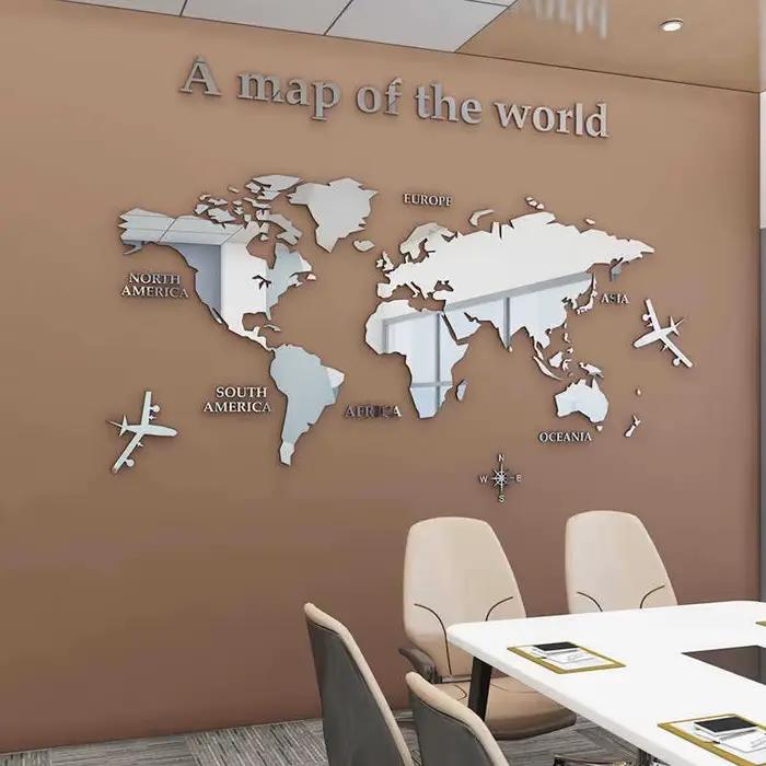 Autocollants muraux miroir carte du monde