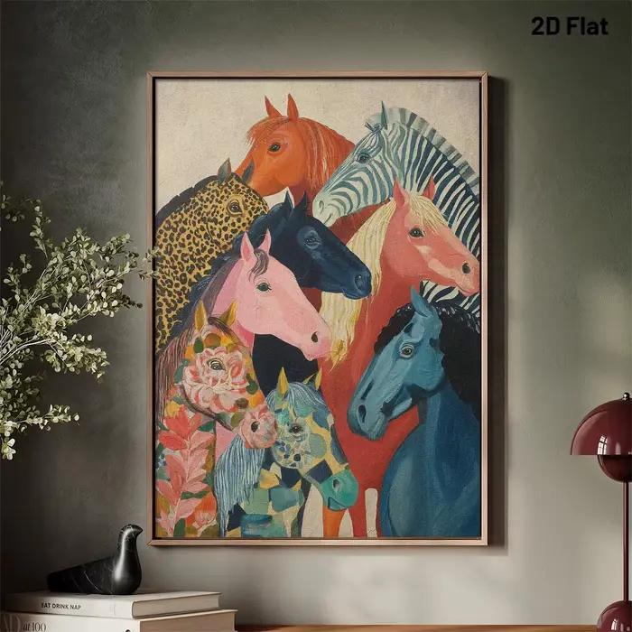 Affiches sur toile de chevaux fantastiques colorés, impressions d'art animal abstrait moderne, décoration murale pour salon et chambre, affiche décorative pour la maison
