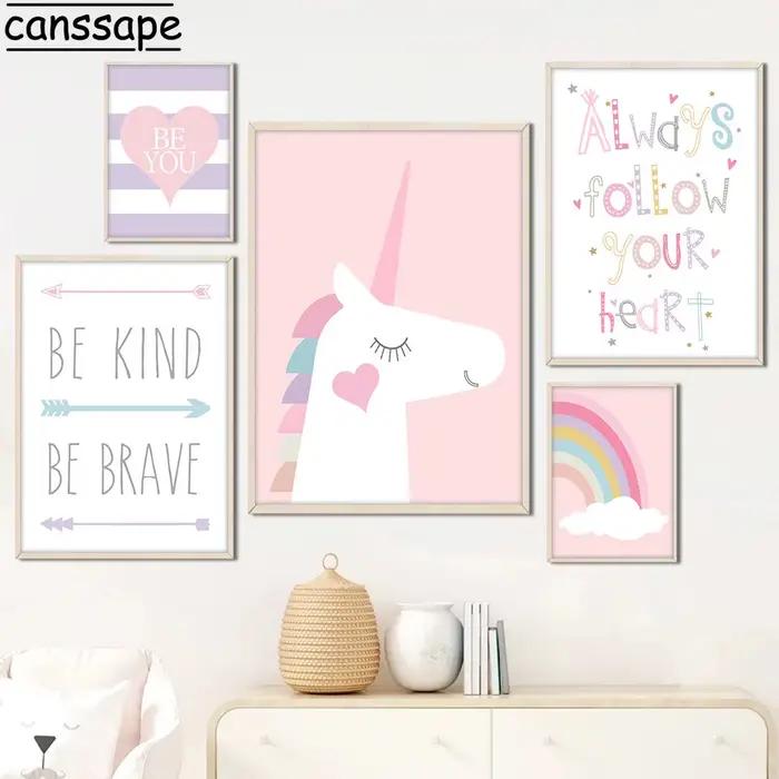 Impressions d'art arc-en-ciel pour décoration de chambre de bébé fille