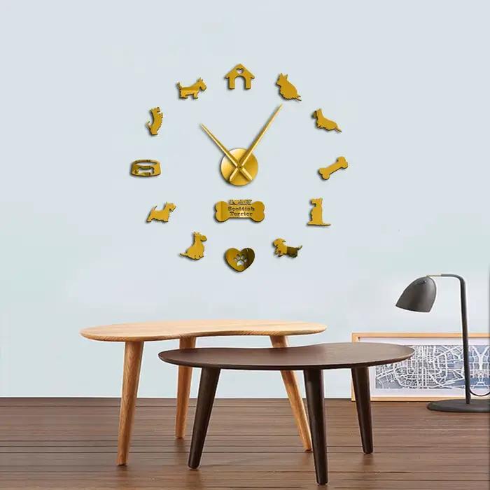 Horloge murale écossais Terrier bricolage | Grande horloge murale